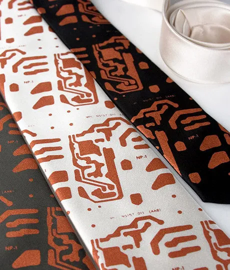 Circuit Board Necktie: "Electro" silk tie.