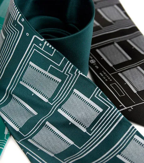 Circuit Board Necktie: "Microchip" silk tie.