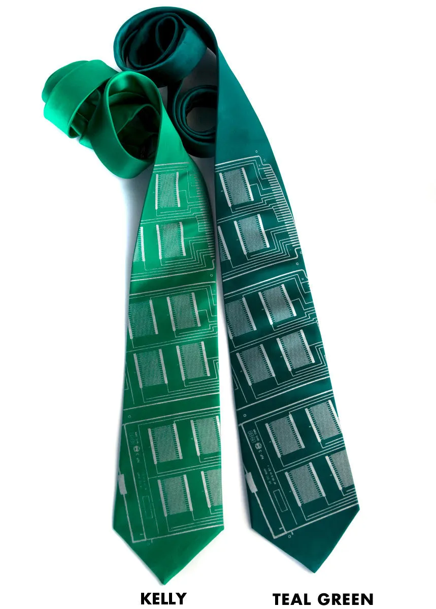 Circuit Board Necktie: "Microchip" silk tie.