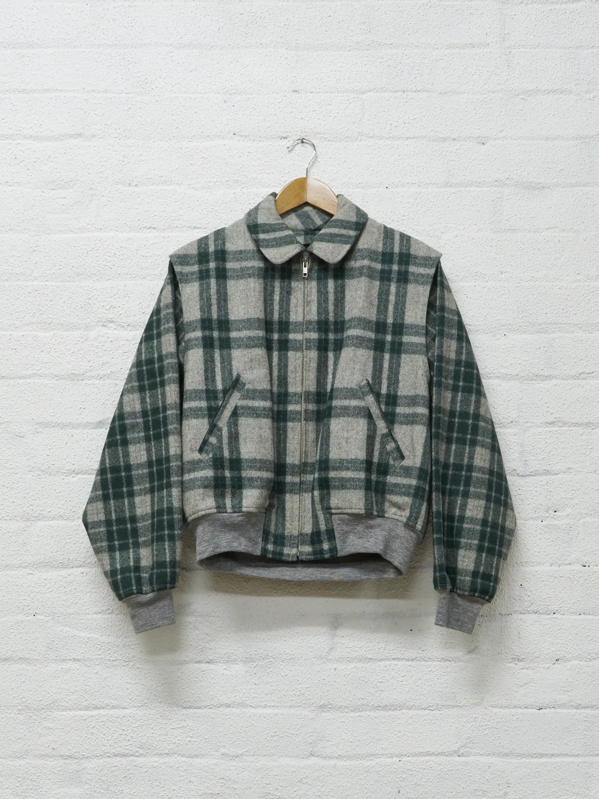 Comme des Garcons Homme Plus 1989 green plaid detachable liner bomber jacket - M