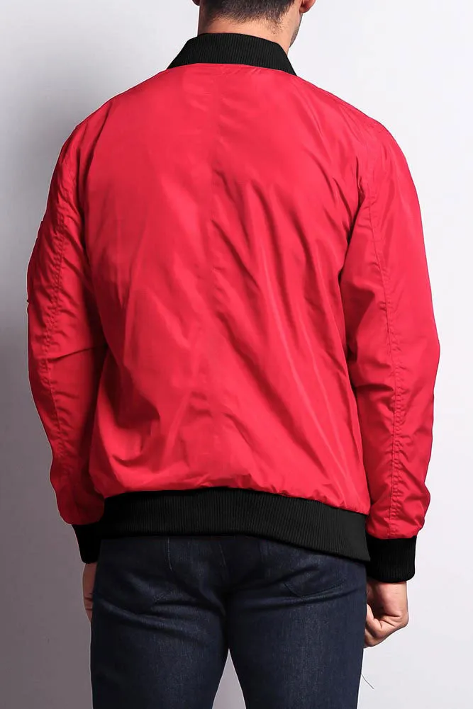 Contrast Lightweight Bomber Flight Jacket