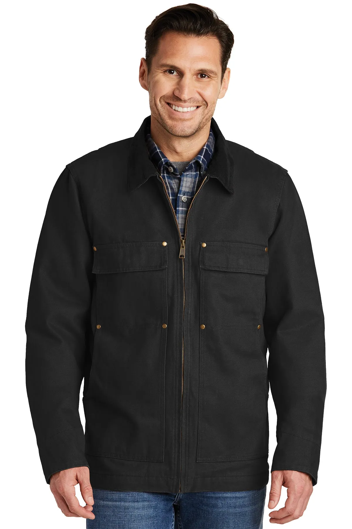 CornerStone Washed Duck Cloth Chore Coat, Black