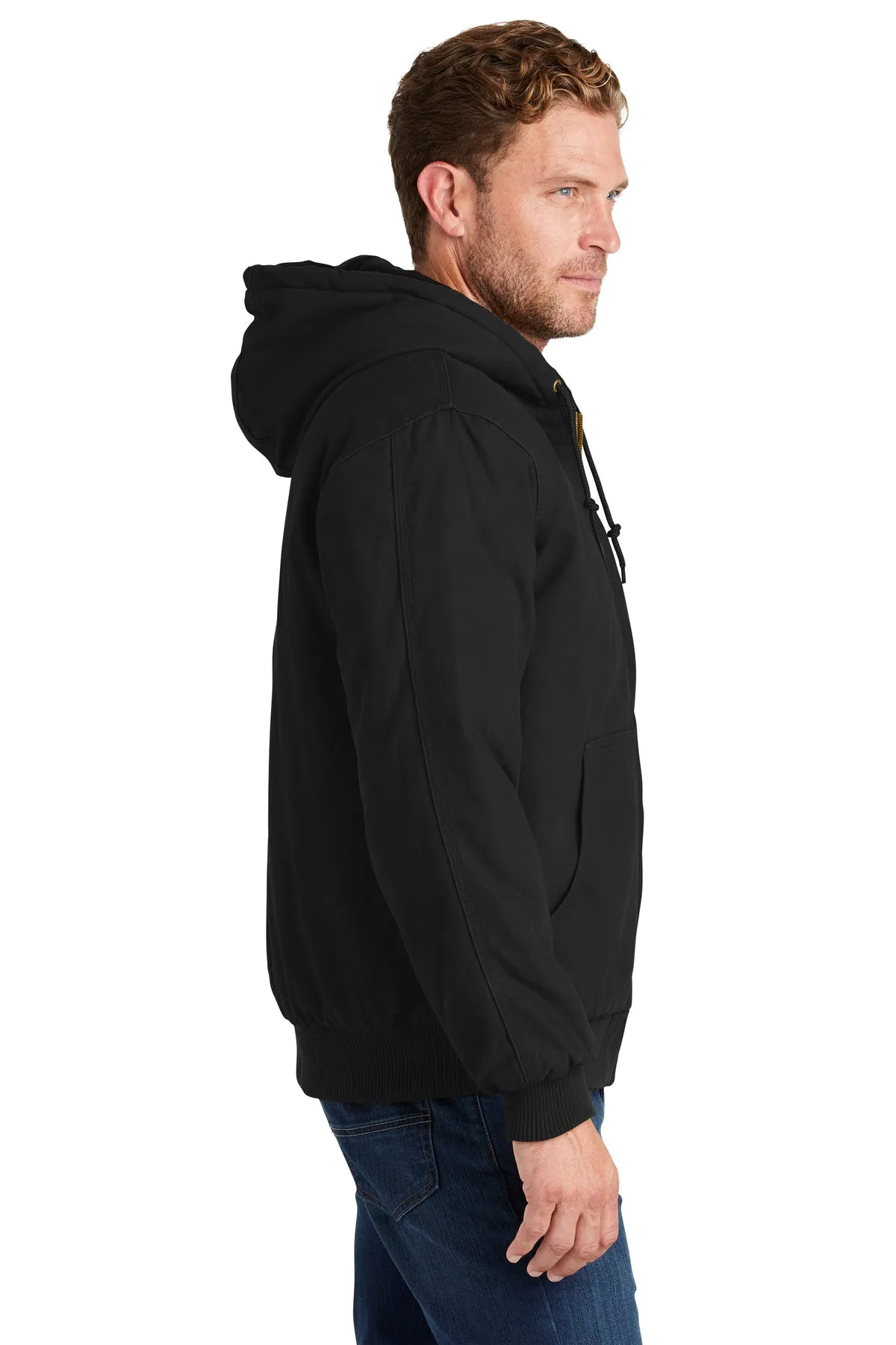 CornerStone Washed Duck Insulated Hooded Jacket, Black