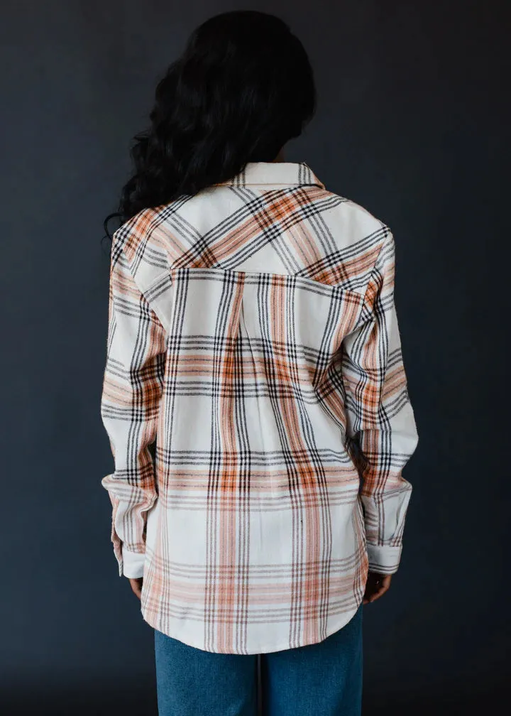 Cream, Rust & Black Plaid Flannel