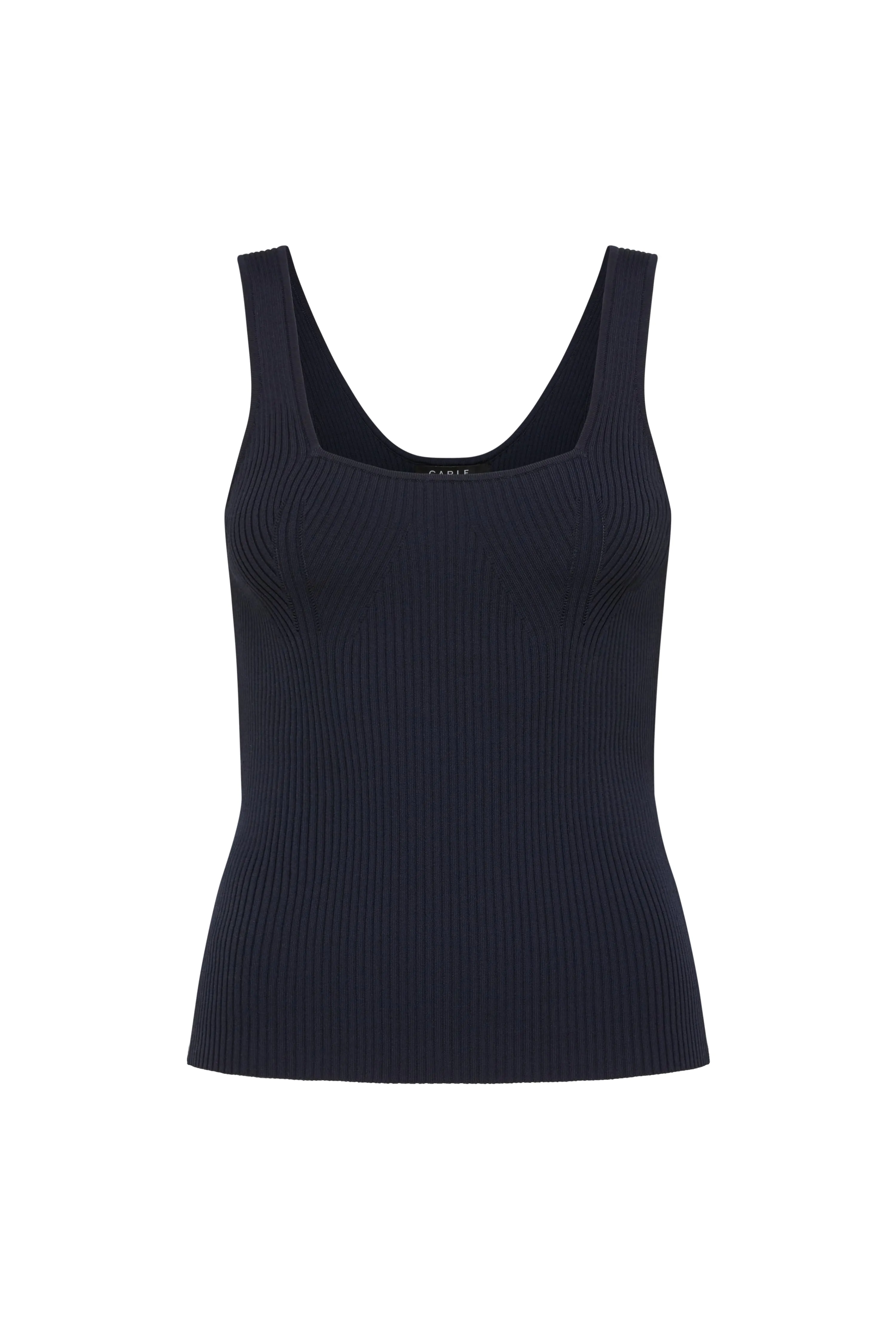 Crepe Ribbed Knit Tank - Navy