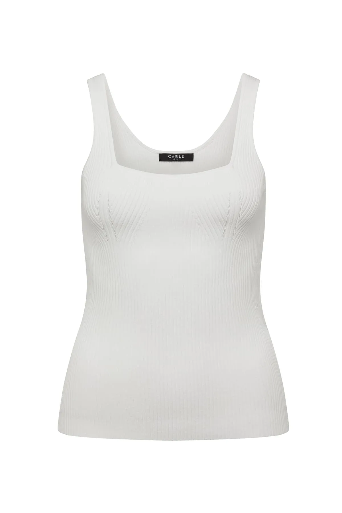 Crepe Ribbed Knit Tank - White