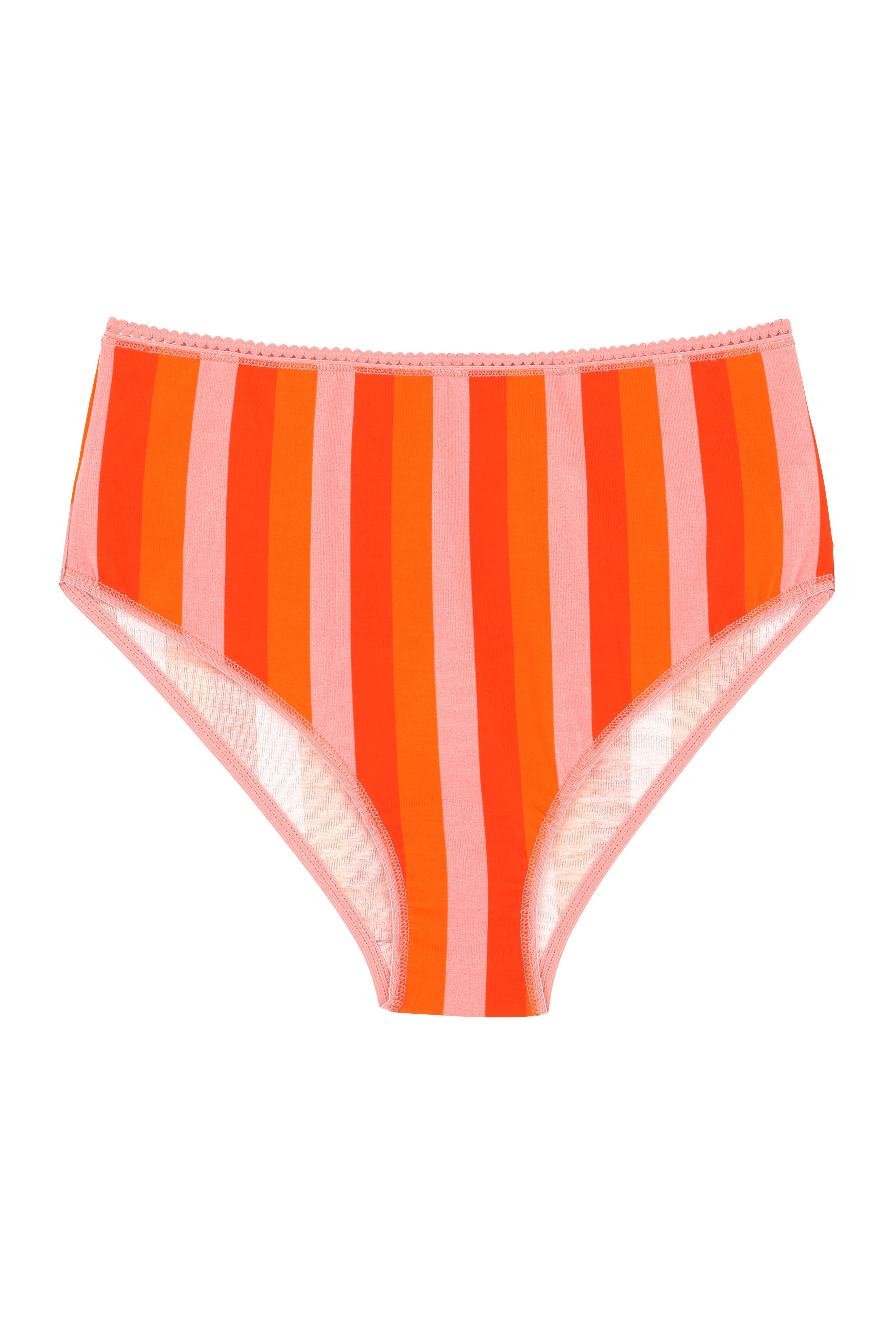 Culotte Taille Haute Coton BIO - Rayures Orange