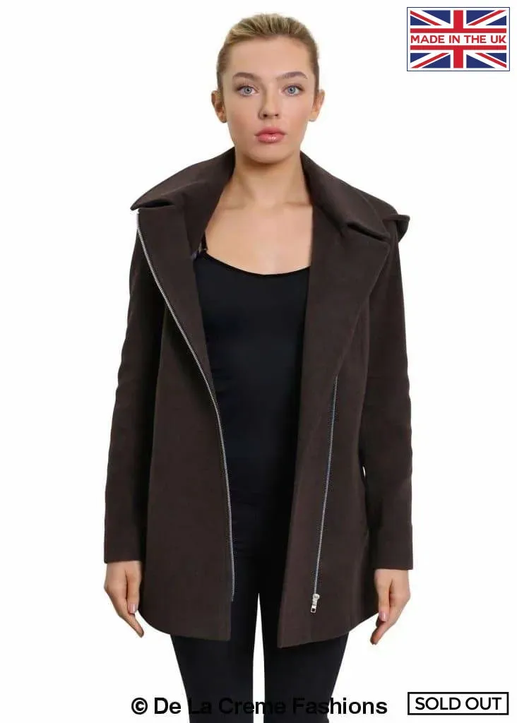 De La Creme Womens Wool Blend Zip Up Hooded Coat