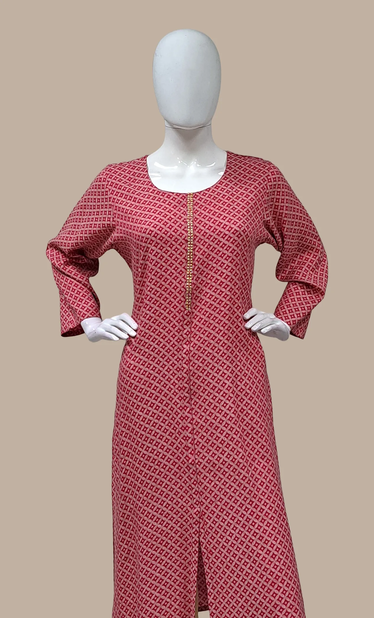 Deep Cerise Printed Kurti Top