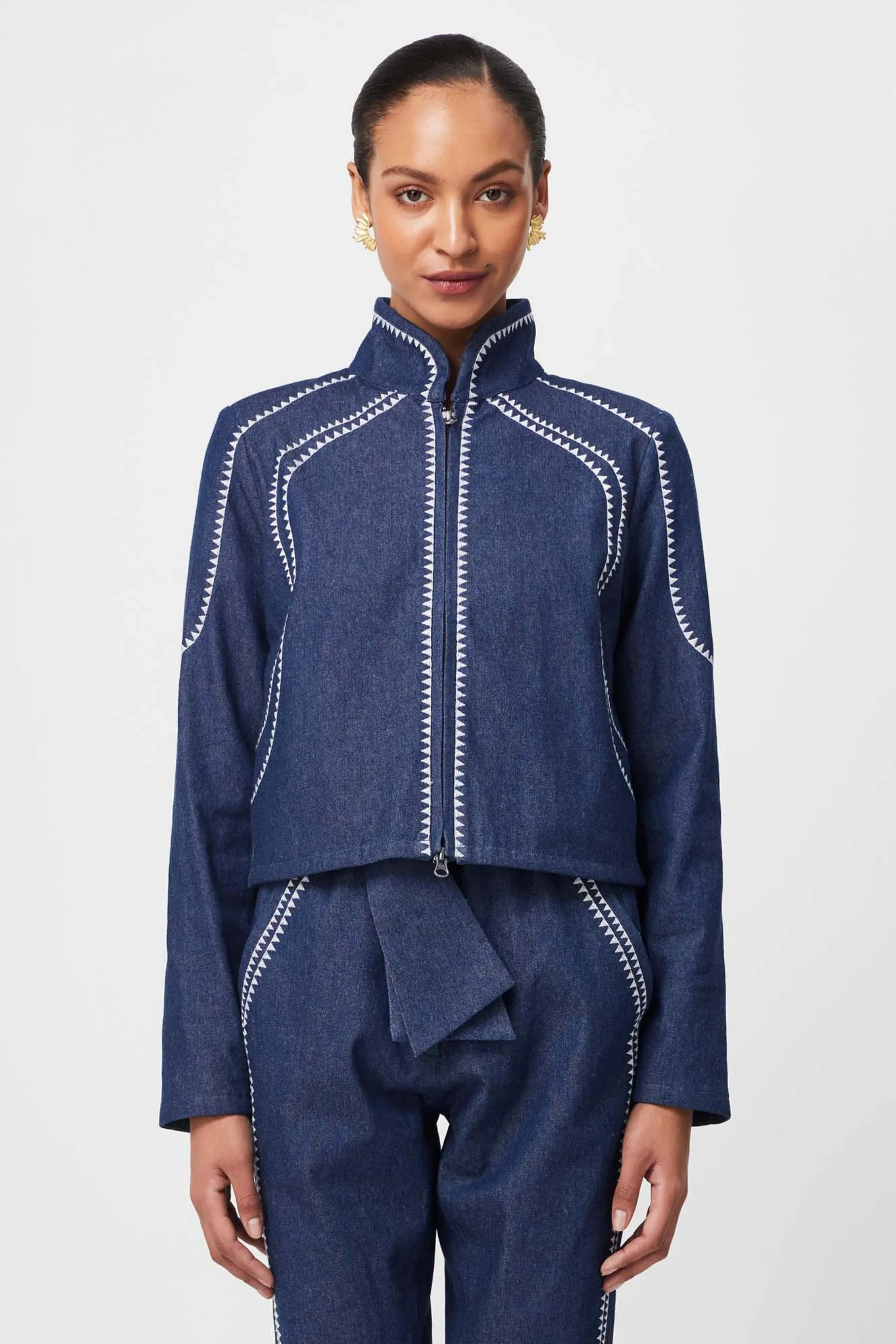 Delray Reversible Embroidered Cotton Jacket | Palm Shadow