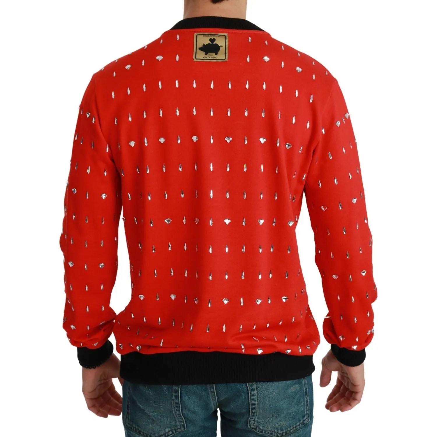 Dolce & Gabbana Elegant Red Crystal-Embellished Pullover Sweater