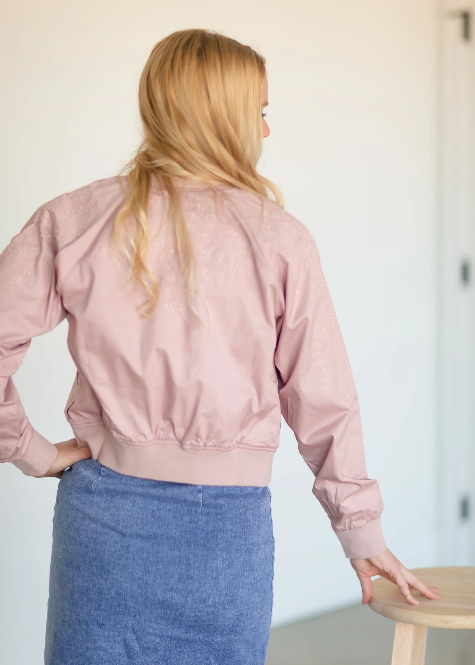 Dusty Pink Vine Bomber Jacket - FINAL SALE