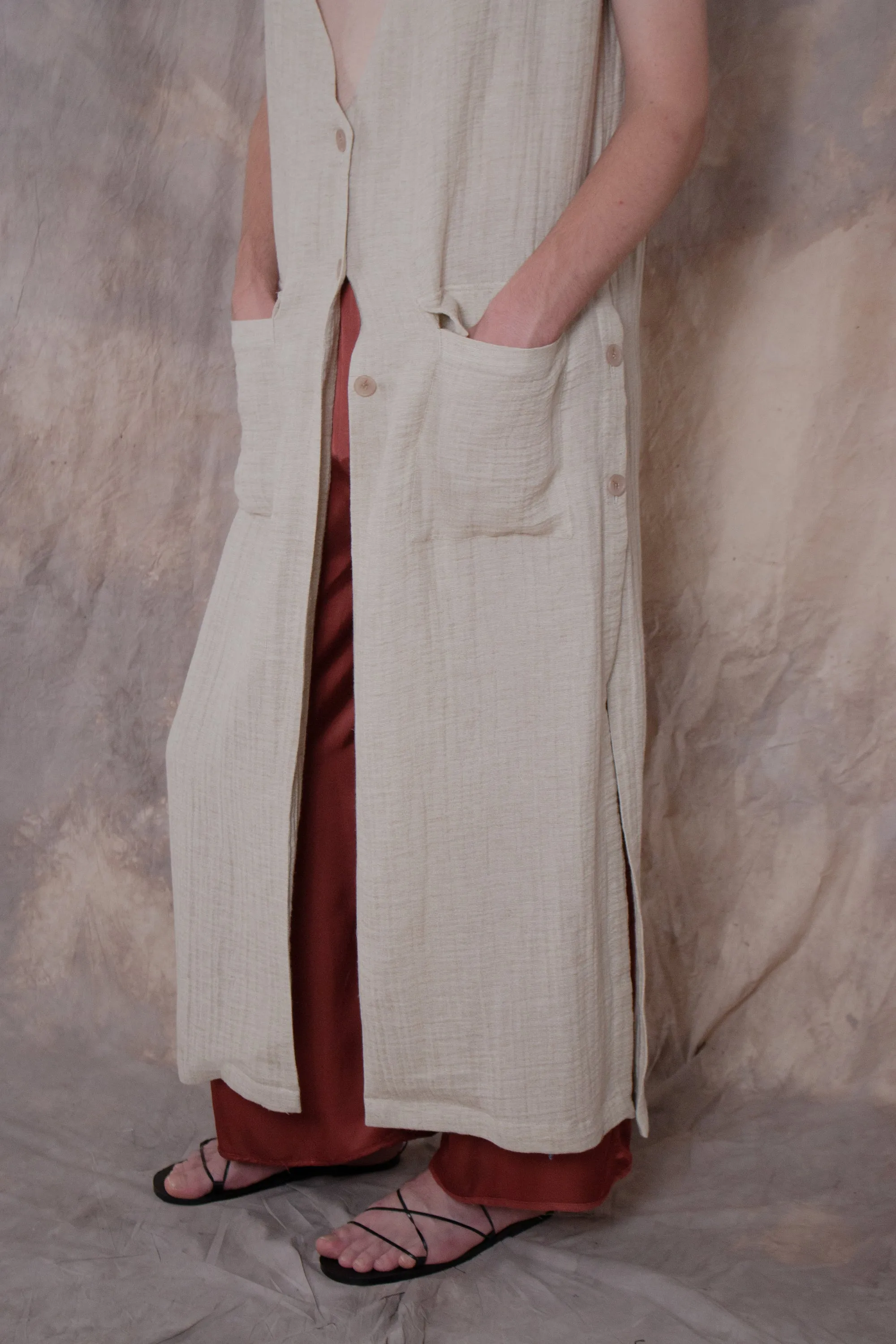 Elongated Flax Vest