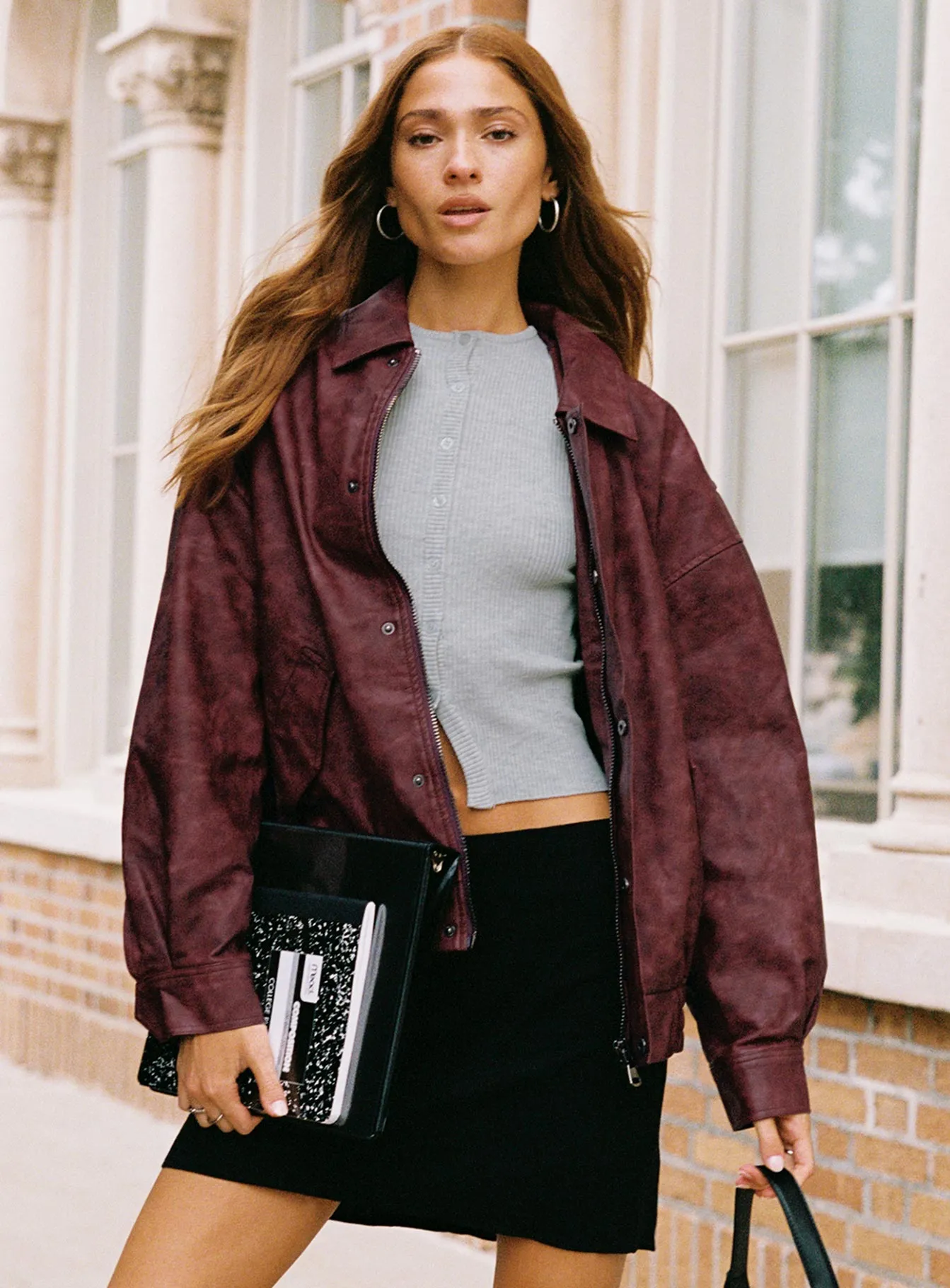 Fashionkova Kenny Bomber Jacket Burgundy