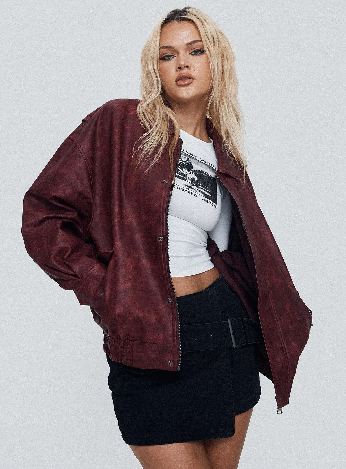 Fashionkova Kenny Bomber Jacket Burgundy