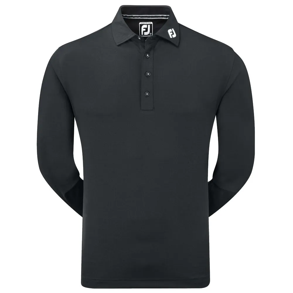 FootJoy Thermolite Long Sleeve Smooth Pique Polo Shirt - Black