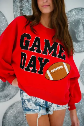 GAME DAY BLACK VARSITY RED PULLOVER