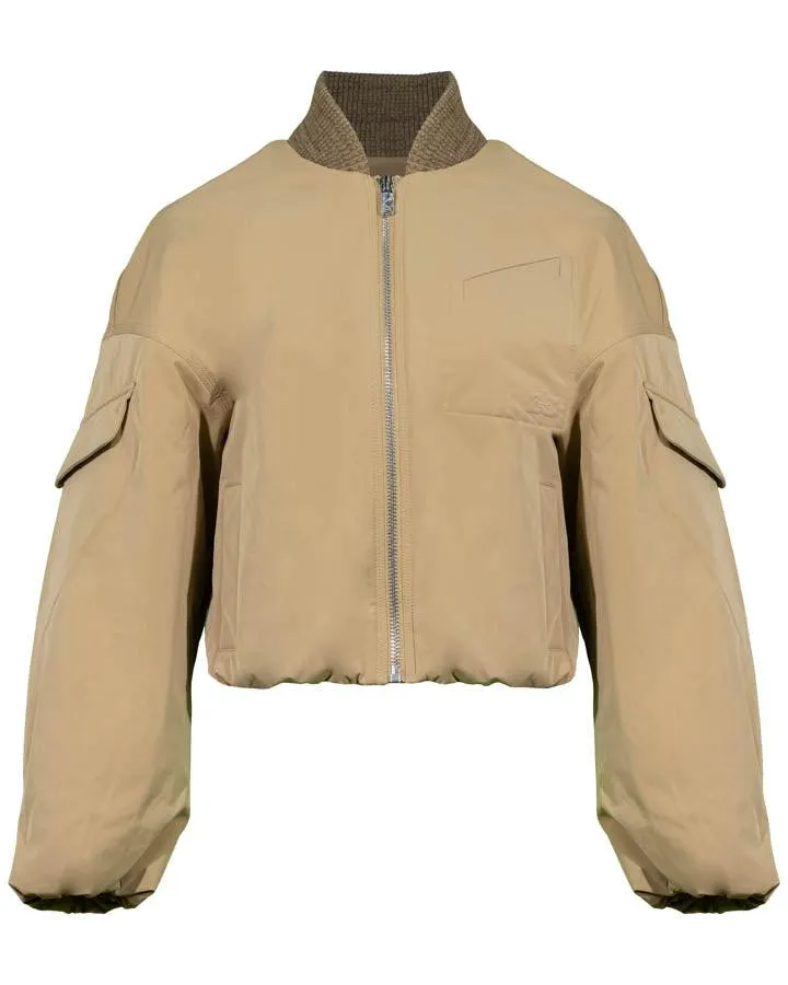 Ganni Twill Oversized Short Bomber Jacket