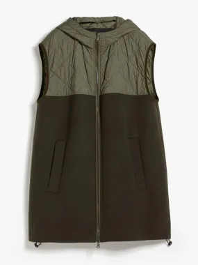 Gilet in technical fabric and wool