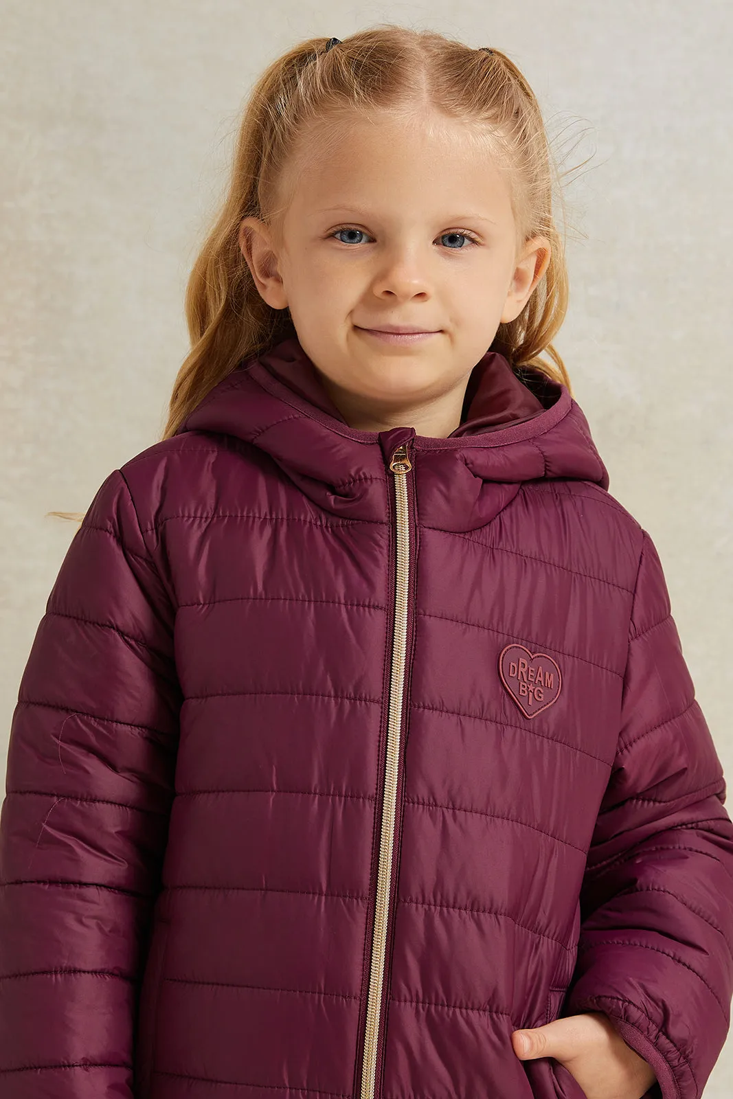 Girl Burgundy Hooded Jacket