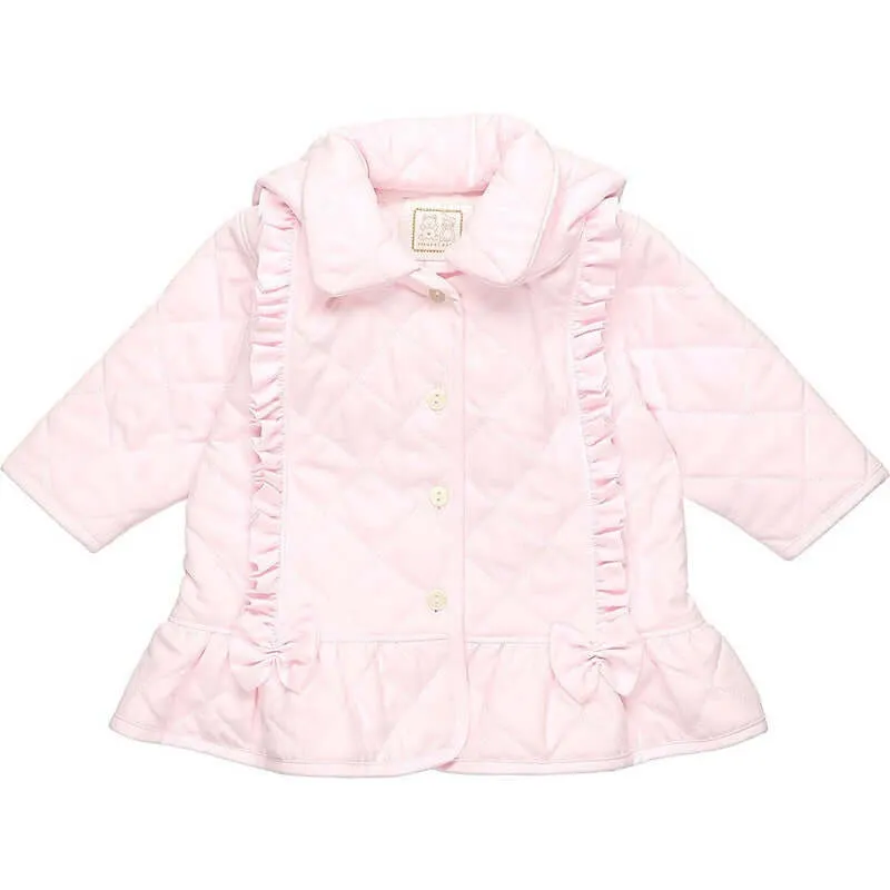 Girls Pink Quilted Peplum Jacket