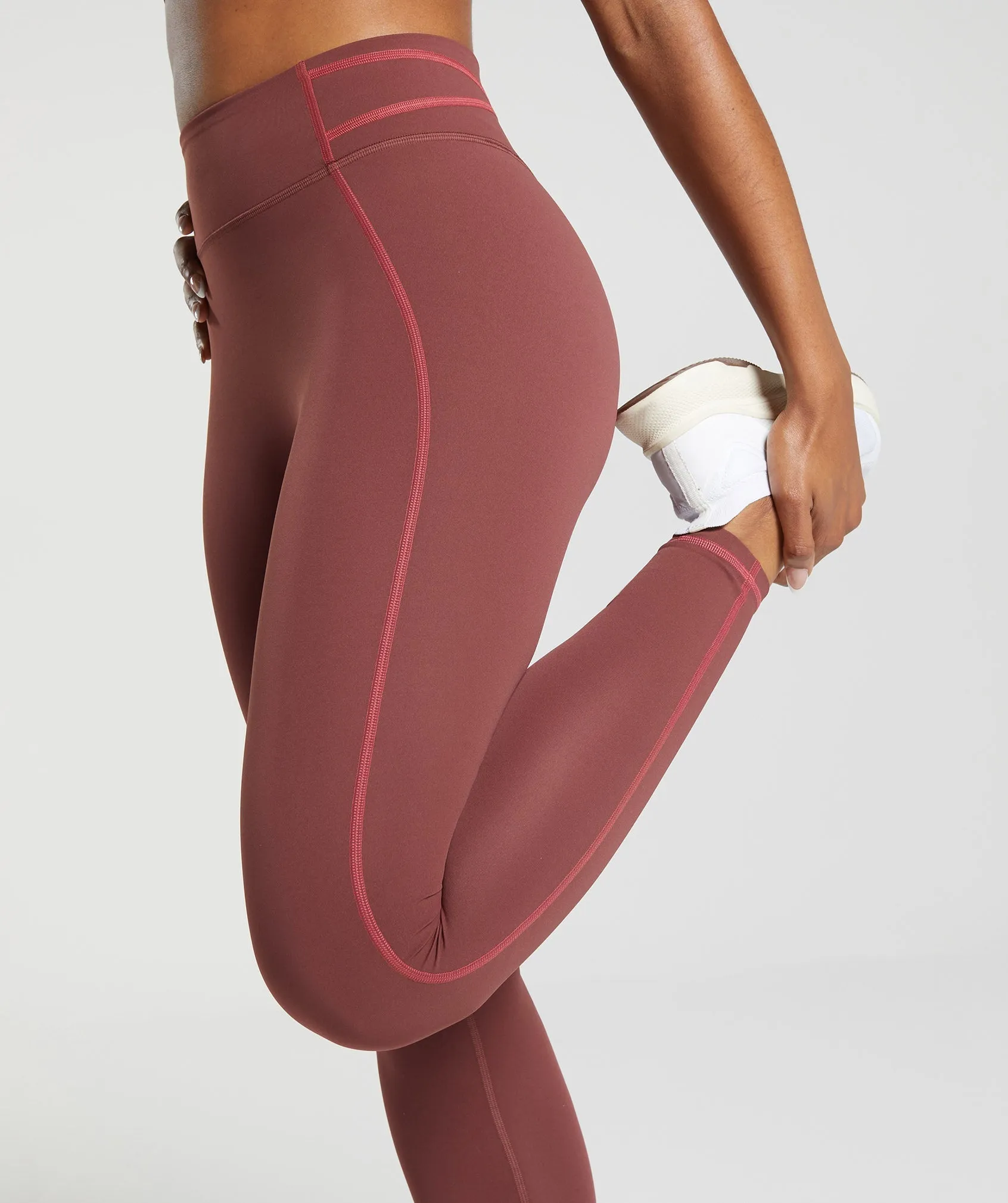 Gymshark Stitch Feature Leggings - Burgundy Brown