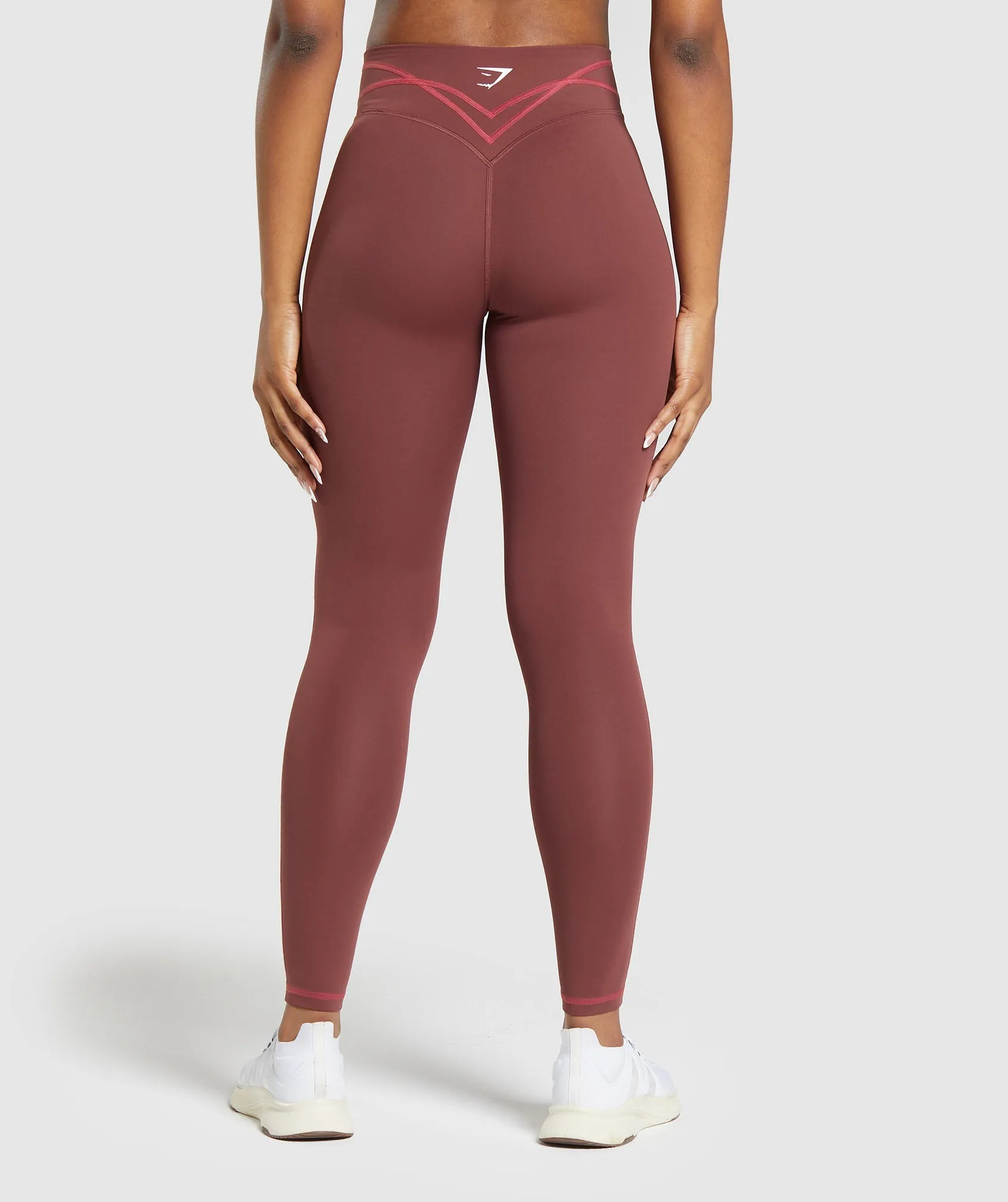 Gymshark Stitch Feature Leggings - Burgundy Brown