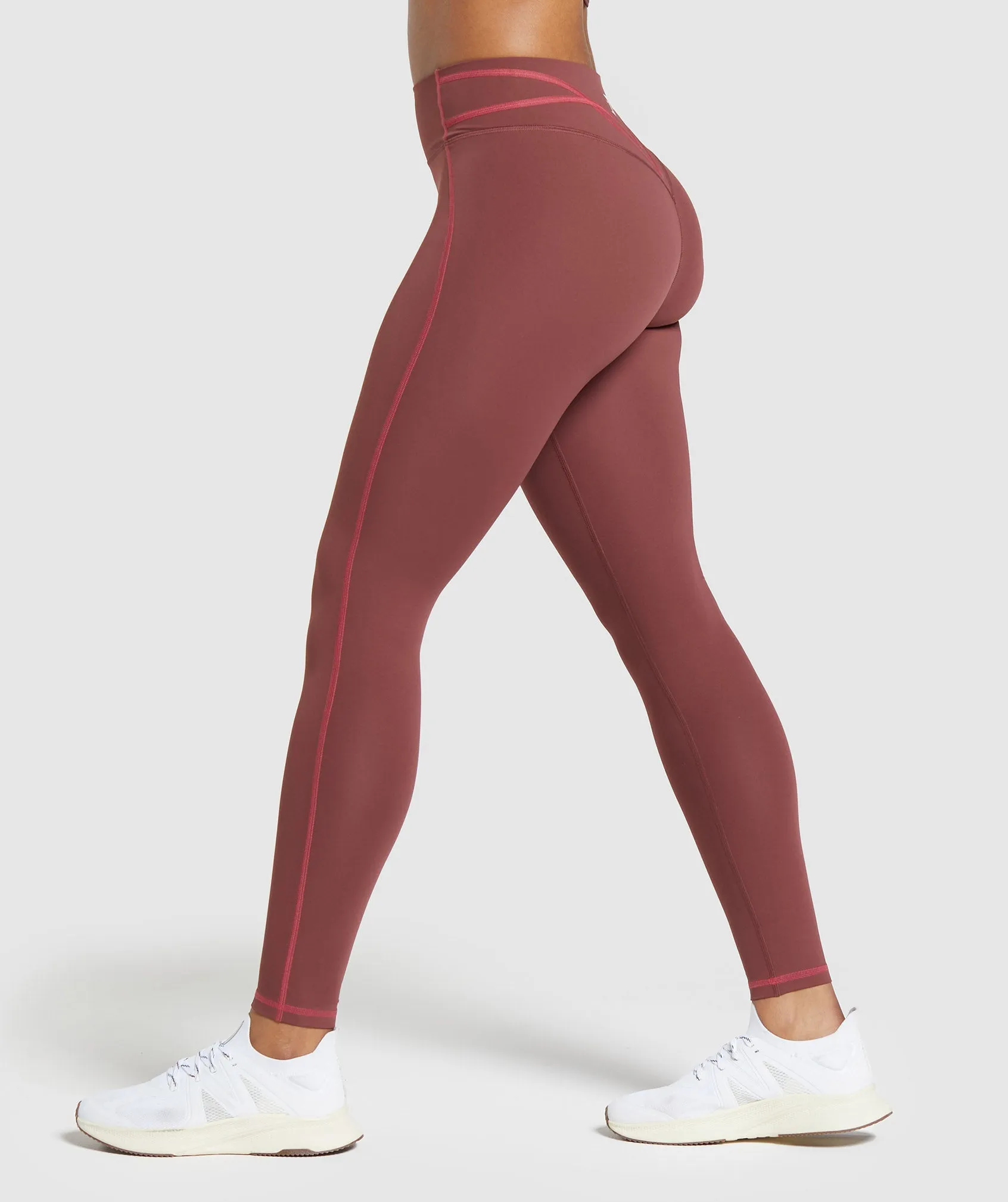 Gymshark Stitch Feature Leggings - Burgundy Brown