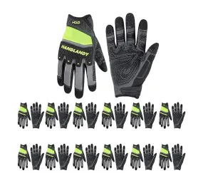 HANDLANDY Grip Work Gloves with TPR Impact Reducing Safety Working Gloves Bulk, Mechanic Gloves for Men (12 Pairs )