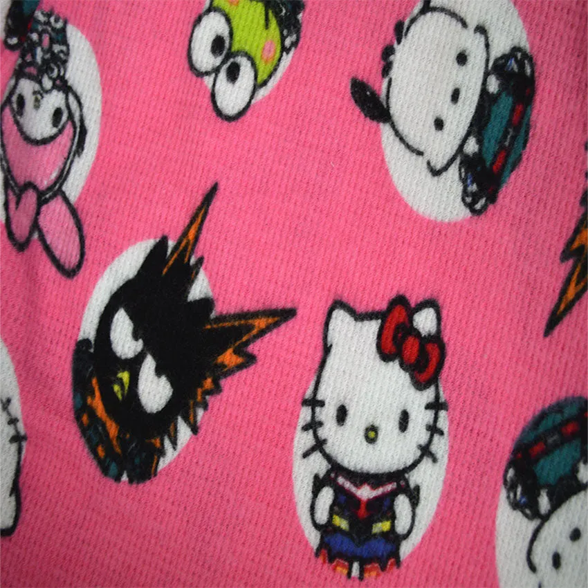 Hello Kitty and Friends Pink and Black Thermal Waffle Pajama Set