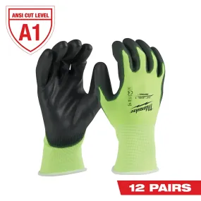 High Visibility Cut Level 1 Polyurethane Dipped Gloves - S