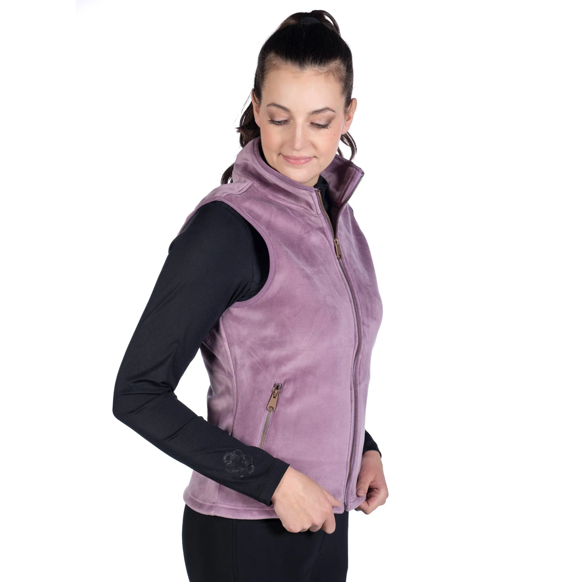 Hkm Ladies Leana Plush Gilet - Mauve