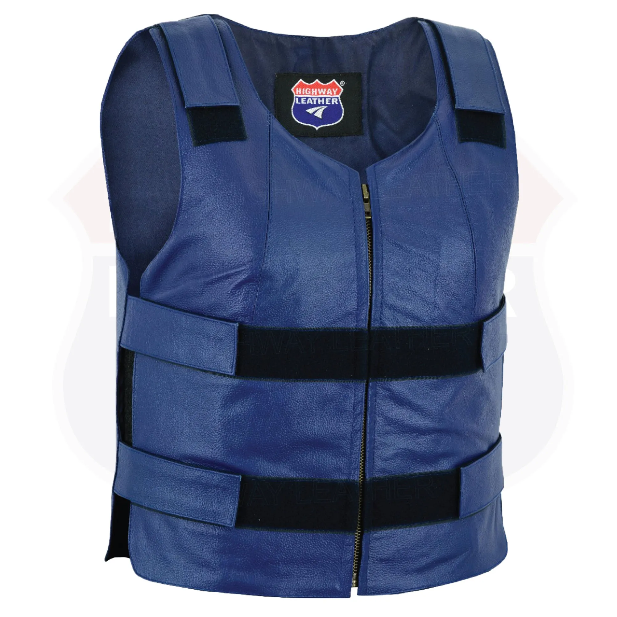 HL14945NV-BLU48 Navy Blue bulletproof Style Motorcycle Club Leather Vest - Women Shade 48