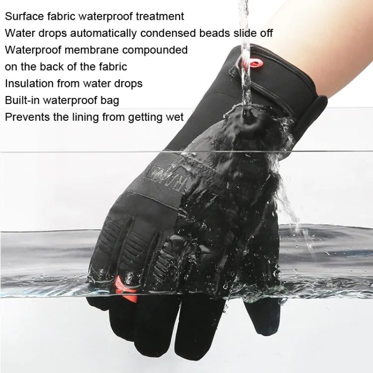 HUNTRANGE A055 Waterproof Riding Sports Touch Screen Keep Warm Gloves, Size: L(Black)