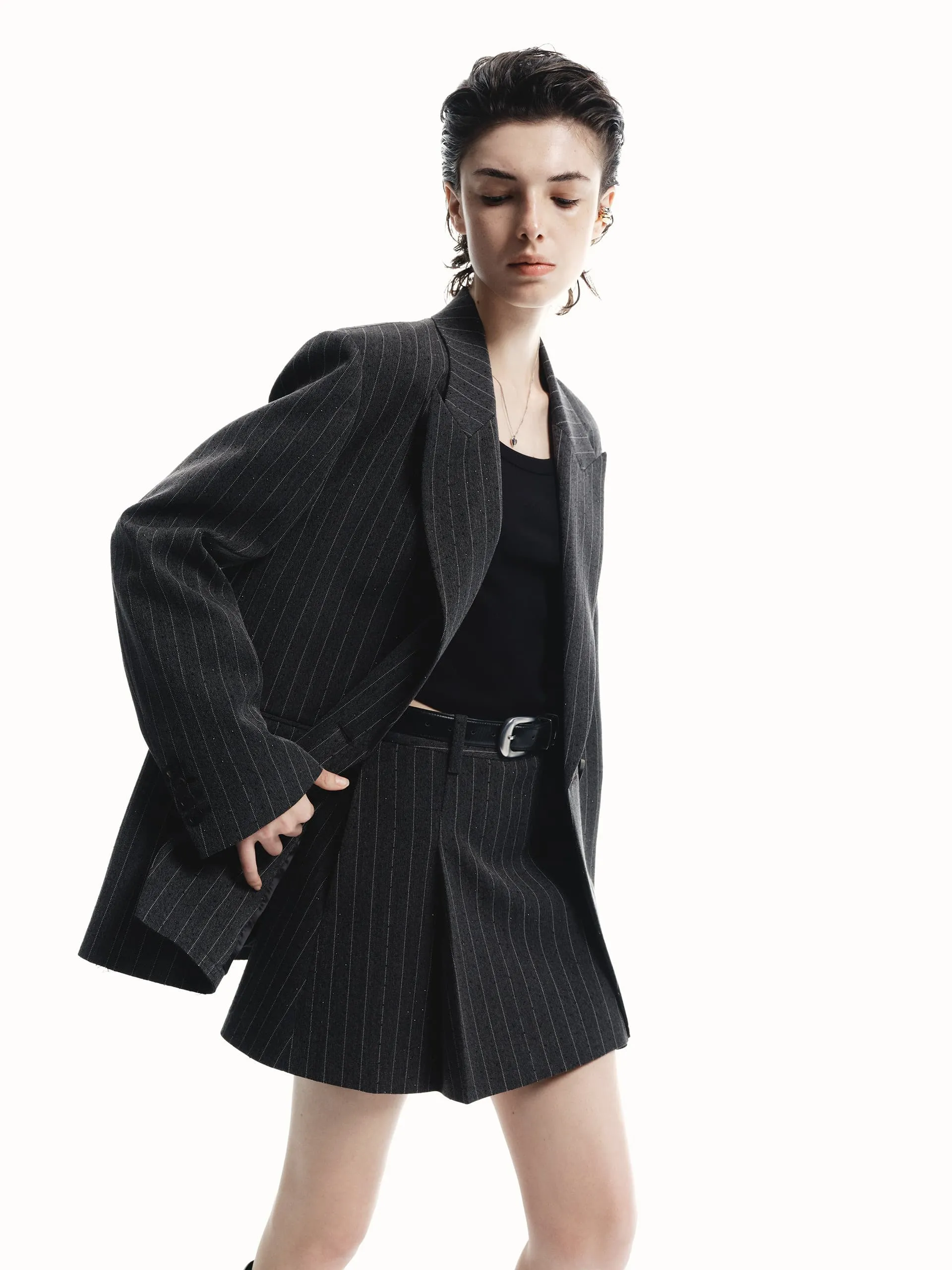 Include Belt Pinstripe Skirt