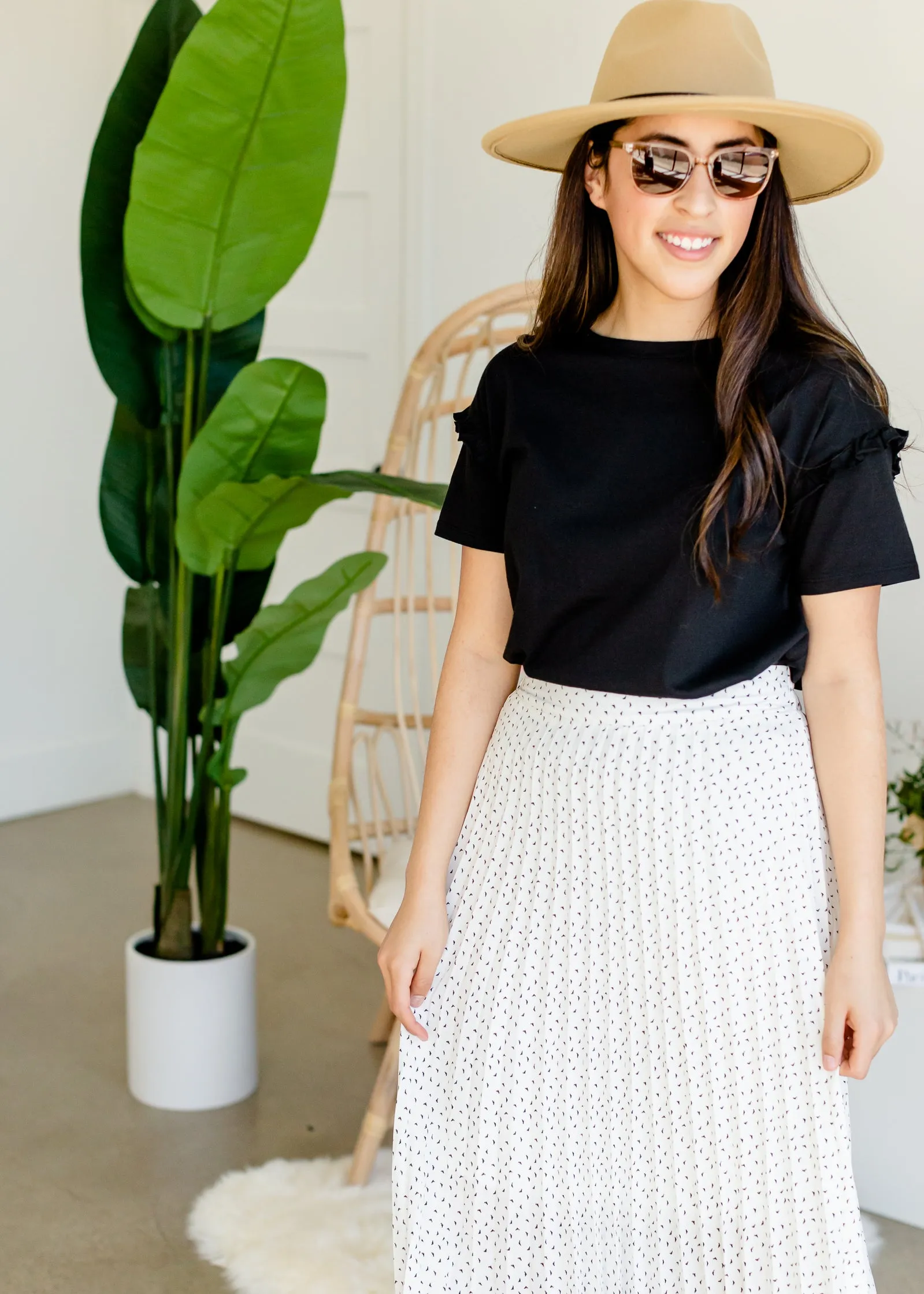 Ivory Abstract Pleated Skirt - FINAL SALE