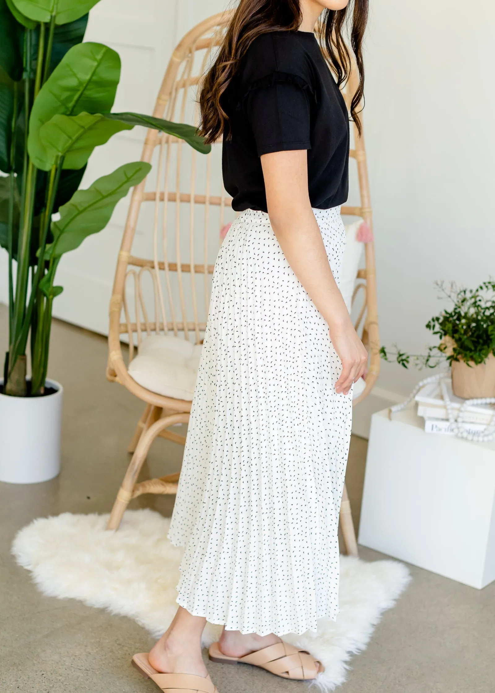 Ivory Abstract Pleated Skirt - FINAL SALE