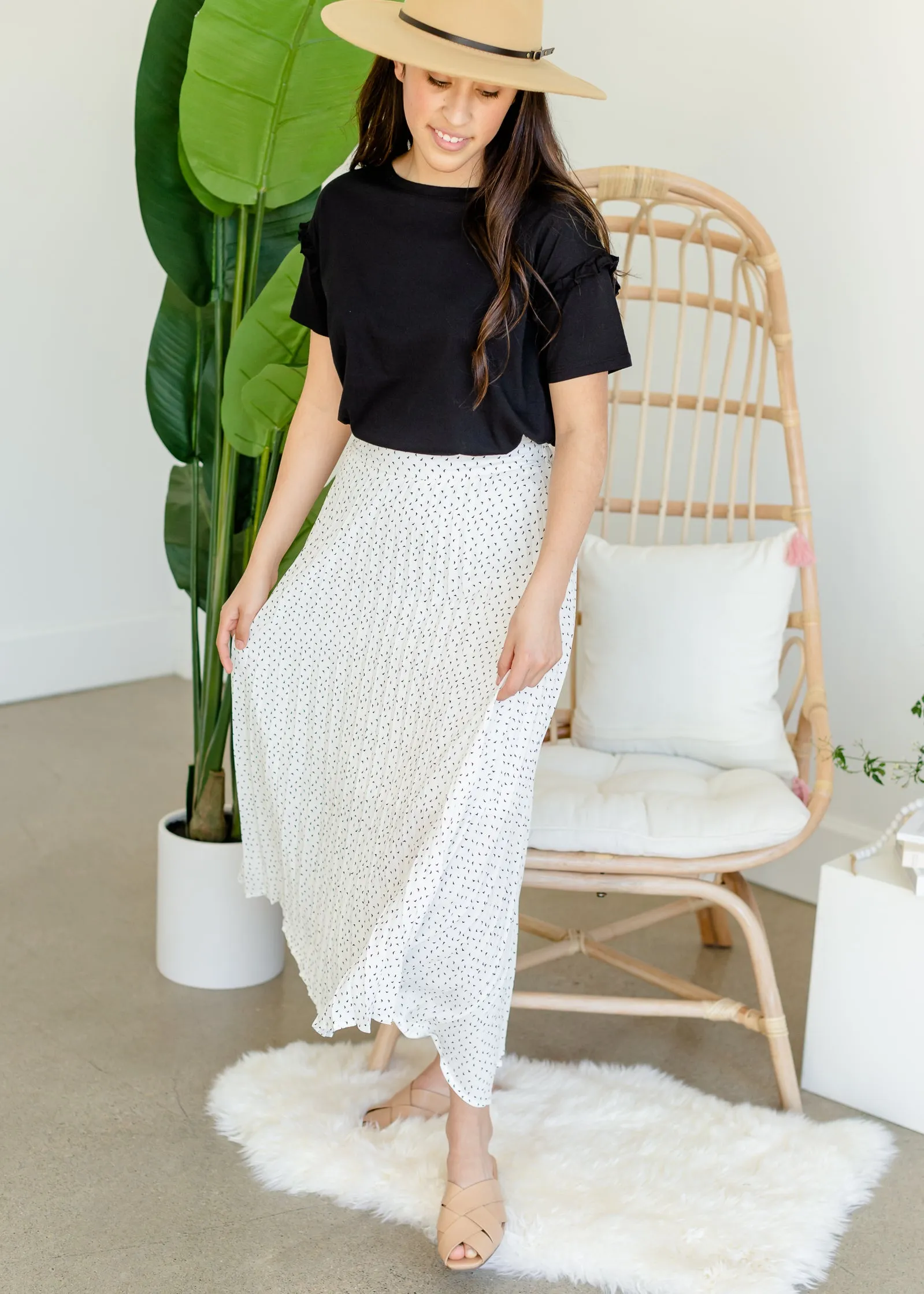 Ivory Abstract Pleated Skirt - FINAL SALE