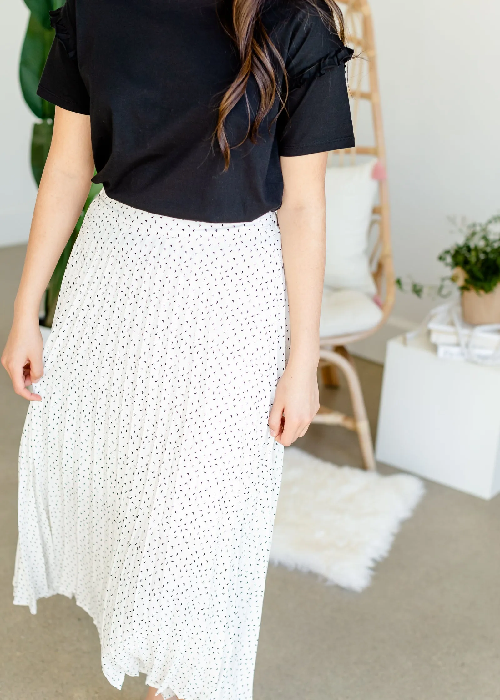 Ivory Abstract Pleated Skirt - FINAL SALE