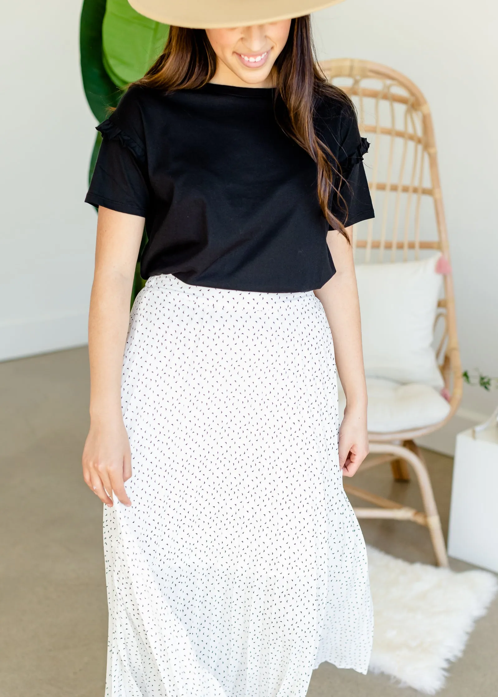 Ivory Abstract Pleated Skirt - FINAL SALE