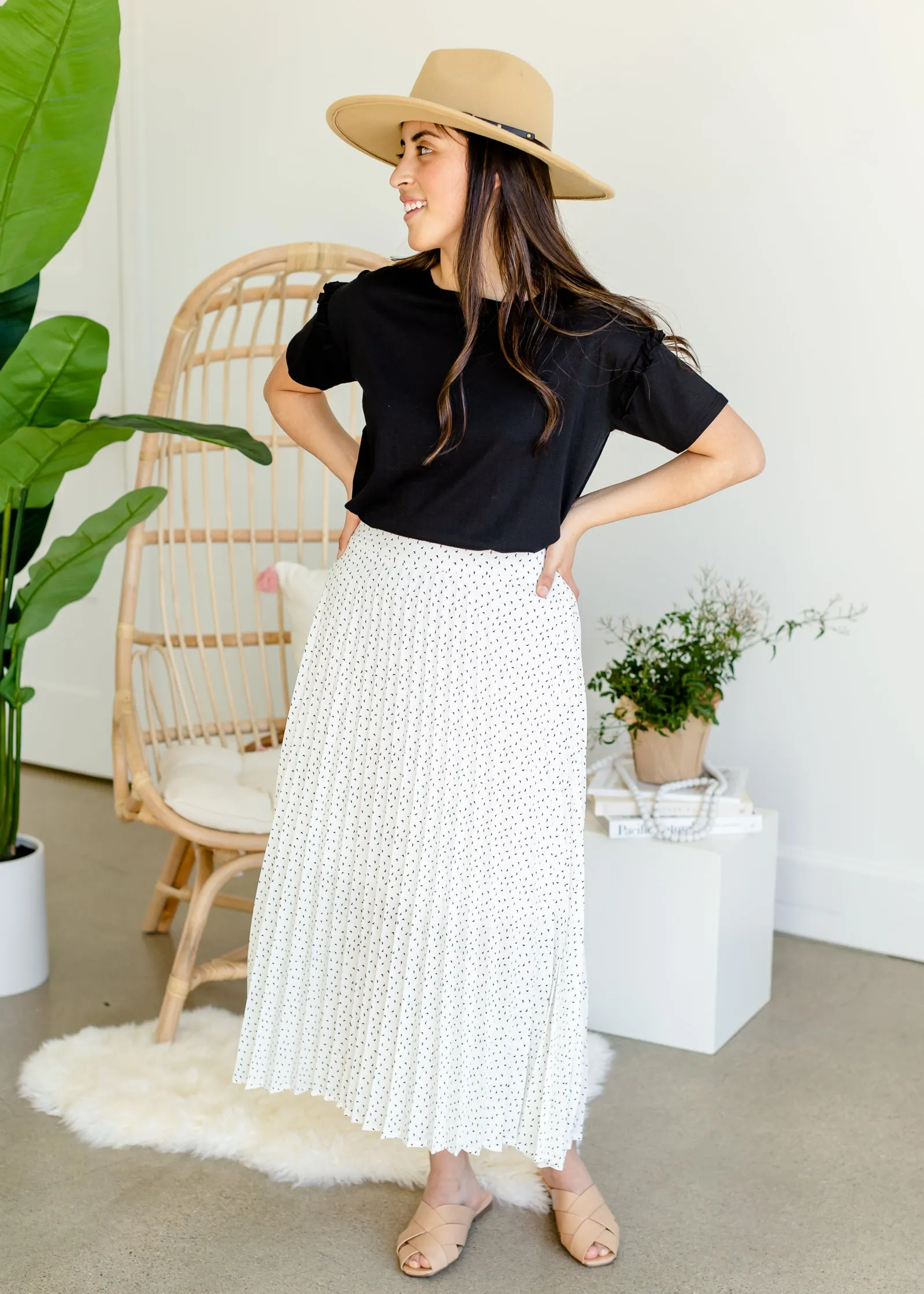 Ivory Abstract Pleated Skirt - FINAL SALE