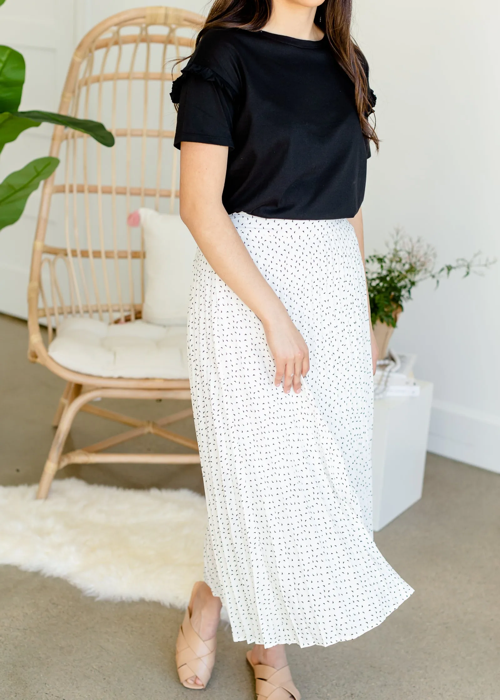 Ivory Abstract Pleated Skirt - FINAL SALE