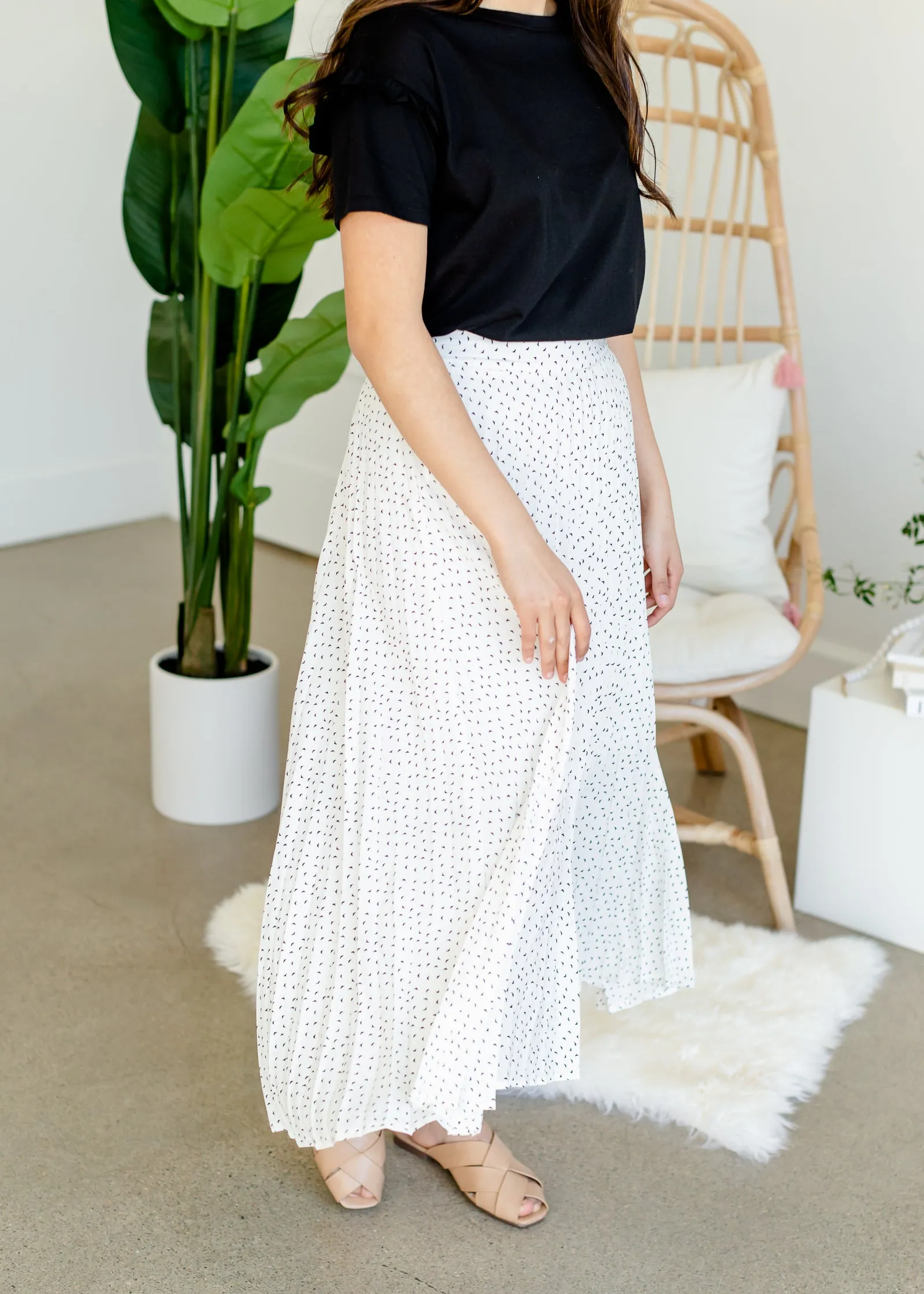 Ivory Abstract Pleated Skirt - FINAL SALE