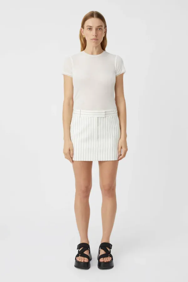 Jagger Mini Skirt White Pinstripe