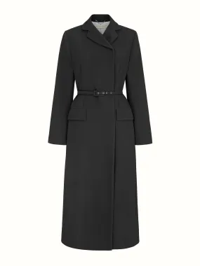 Kalonice wrap coat dress in black double crepe