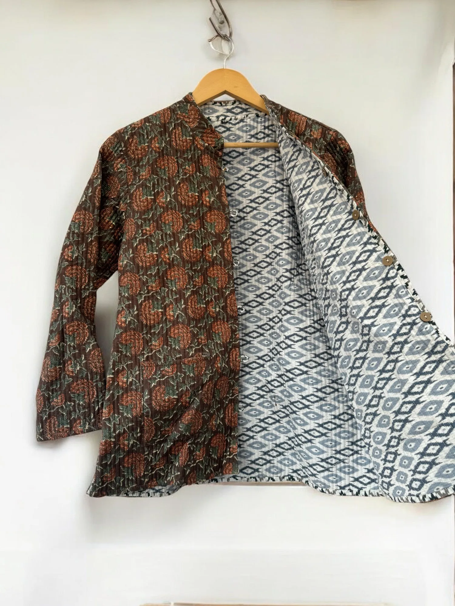 Kantha Jacket - Block Print Cotton  | Large (12-14)