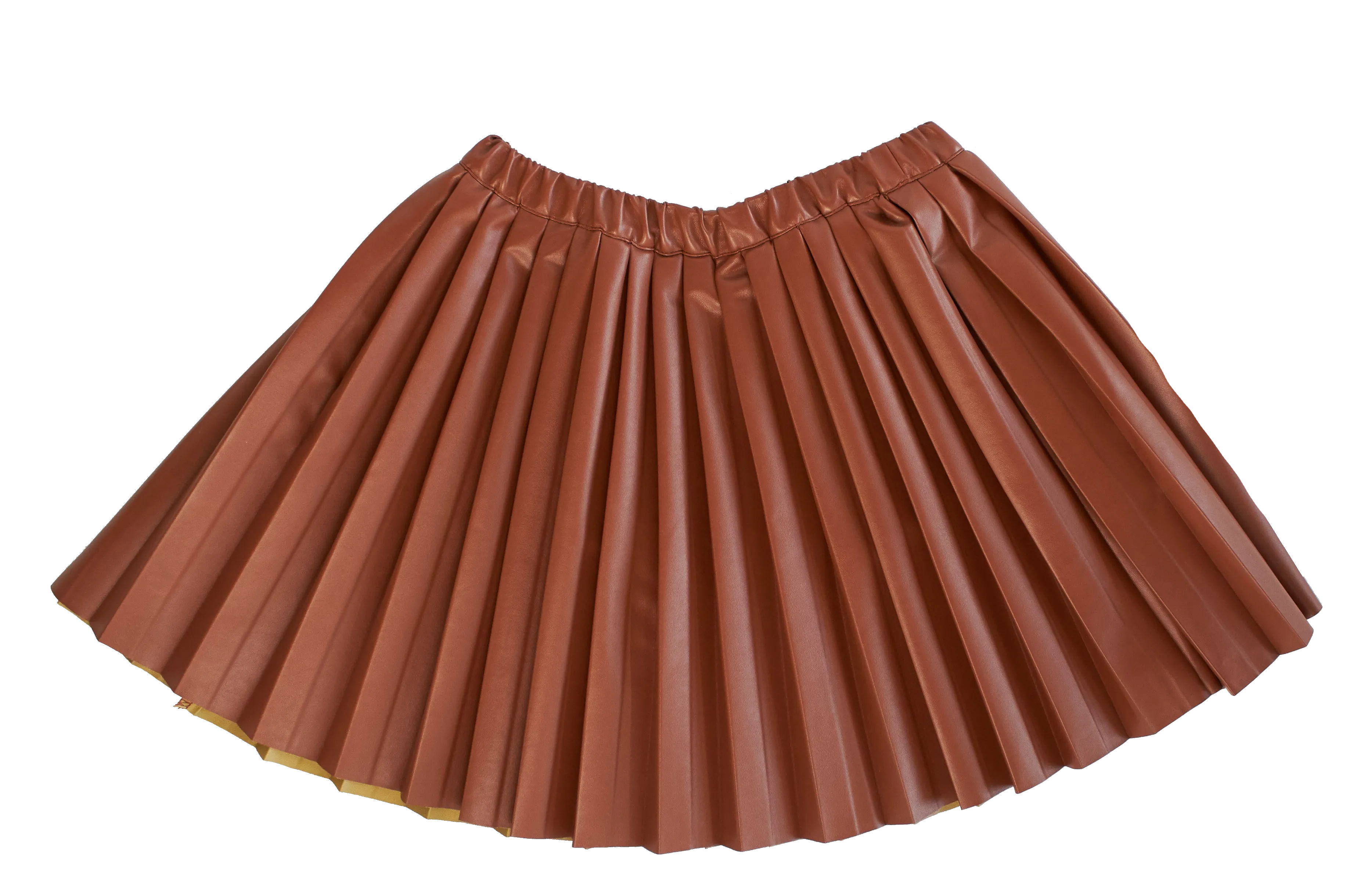 KIPP COGNAC LEATHER PLEATED SKIRT