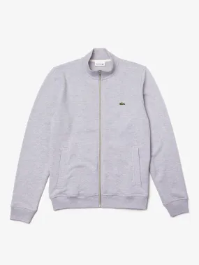 Lacoste Men's Zippered Stand-Up Collar Piqué Fleece Jacket Grey Chine SH2178 CCA