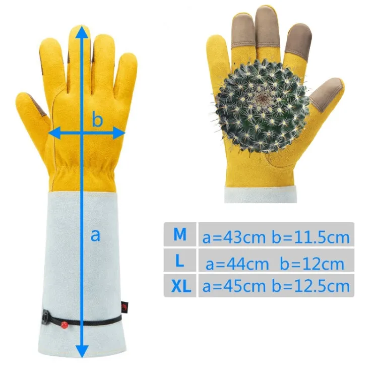 Leather Extended Thick Gardening Gloves Welder Work Gloves, Specification: Gold White L