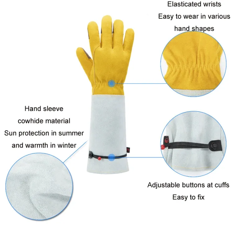 Leather Extended Thick Gardening Gloves Welder Work Gloves, Specification: Gold White L